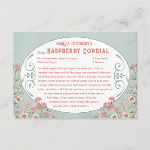 Anne of Grönt Gables Raspberry Cordial Recie Tilläggskort