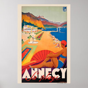 Annecy Auvergne-Rhône-Alpes Frankrike Vintage Resa Poster