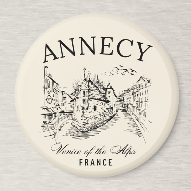 Annecy Canals Art – Retro French Alps Souvenir Magnet (Skapare uppladdad)