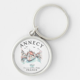 Annecy Frankrike – Alpernas Venedig Rund Silverfärgad Nyckelring