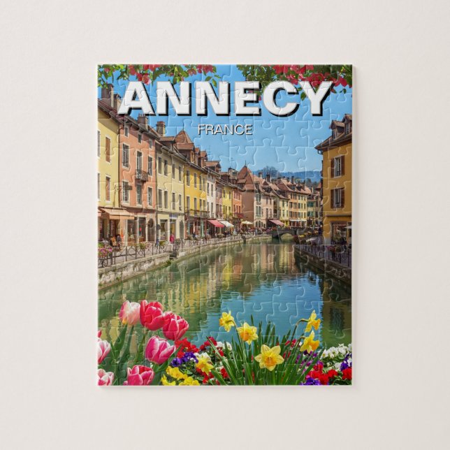 Annecy Frankrike Flowers Travel Pussel (Vertikal)