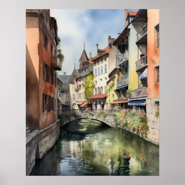Annecy Frankrike Ligcape Art Print Poster (Framsidan)
