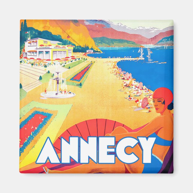 Annecy Frankrike vintage resor Magnet (Framsidan)