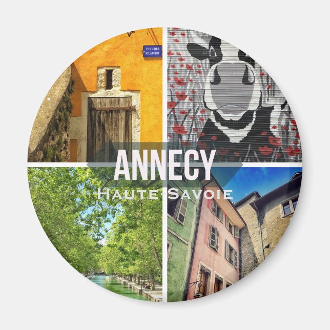 Annecy, Haute-Savoie Round Magnet (Framsidan)