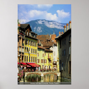 Annecy och alperna i sommar, Savoie, frankrike Poster