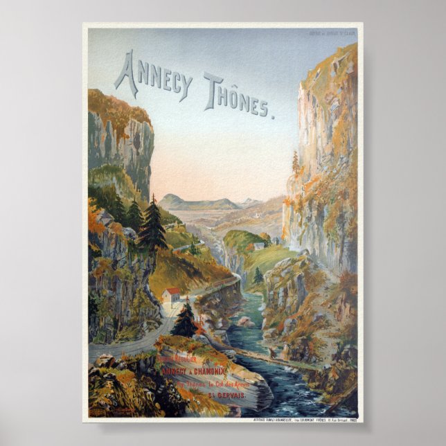 Annecy Thones Vintage affisch 1899 (Framsidan)