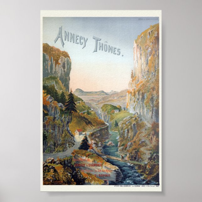Annecy Thones Vintage Affisch 1899 (Framsidan)