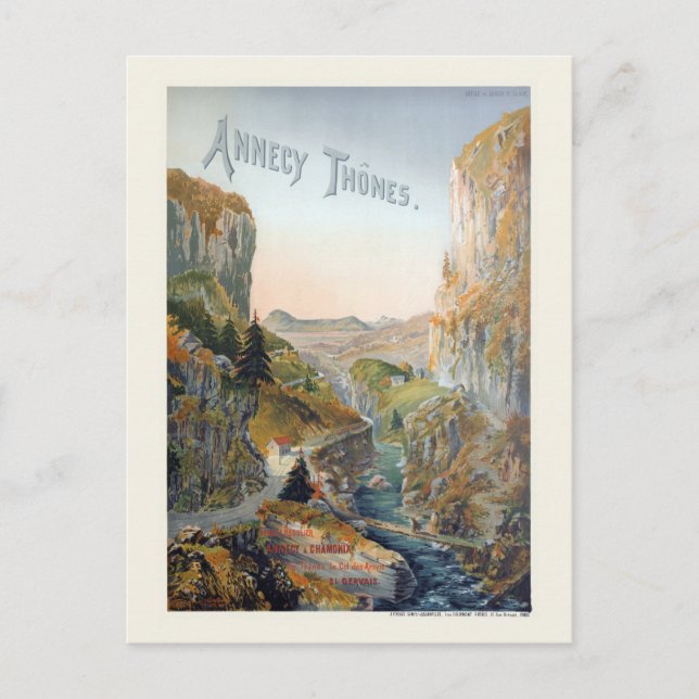 Annecy Thônes Vintage affisch 1899 Vykort (Framsida)