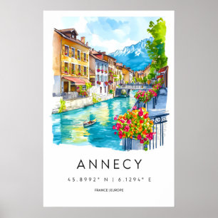 Annecy Watercolor-affisch Annecy Reseskiss Poster