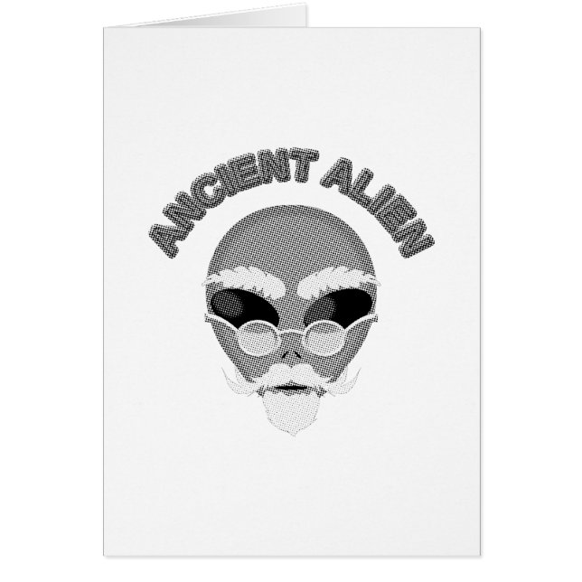 Annent Alien Head Newsprint Hälsningskort (Framsidan)