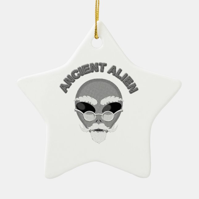 Annent Alien Head Newsprint Julgransprydnad Keramik (Framsidan)
