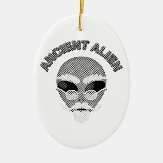 Annent Alien Head Newsprint Julgransprydnad Keramik (Framsidan)
