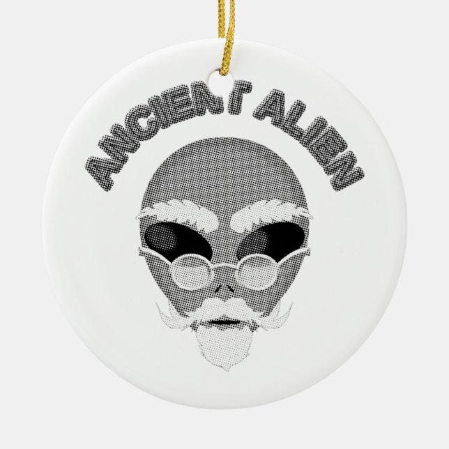 Annent Alien Head Newsprint Julgransprydnad Keramik (Framsidan)