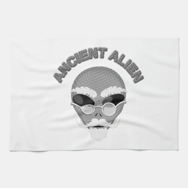 Annent Alien Head Newsprint Kökshandduk (Horisontell)