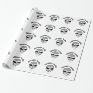Annent Alien Head Newsprint Presentpapper