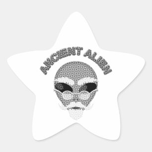 Annent Alien Head Newsprint Stjärnformat Klistermärke