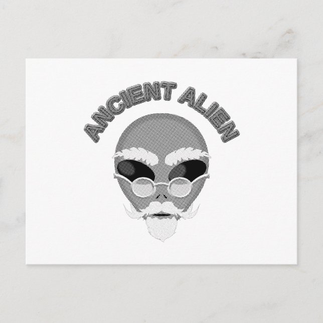 Annent Alien Head Newsprint Vykort (Framsida)
