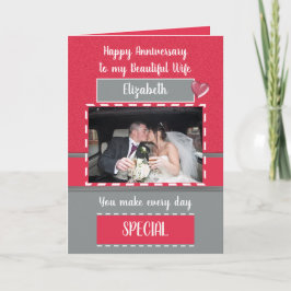 Anniårsdag - vacker frus röd grått-foto, kort