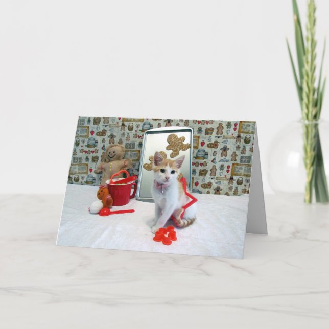 Annie är på väg upp en söt julklapp. helgkort (Framsida)