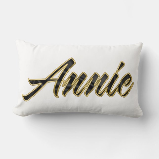Annie black gold Lettering Kissen Deko Lumbarkudde (Framsida)
