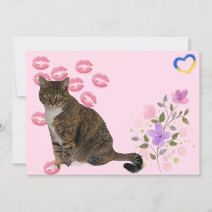 Annie Cats Flowers och Kisses Flat Kort