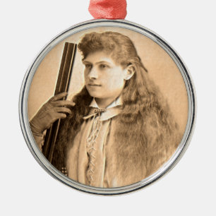 Annie Oakley porträtt Julgransprydnad Metall
