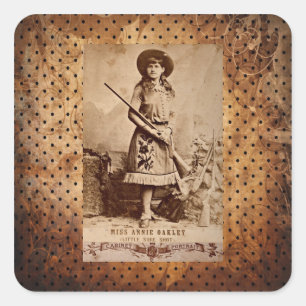Annie Oakley Sepia Fyrkantigt Klistermärke