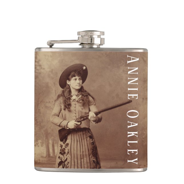 Annie Oakley Sharpshooter Vinyl Wrapped Flask Fickplunta (Framsidan)