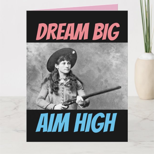 ANNIE OAKLEY SIKTAR PISTOL, FÖDELSEDAGSKORT KORT (Framsida)