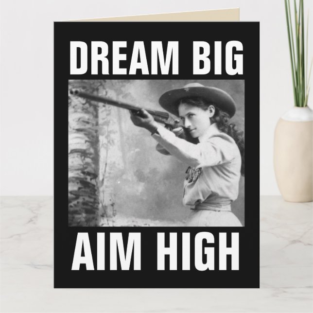 ANNIE OAKLEY WITH GUN, BIRTHDAY GREETING CARDS KORT (Framsida)