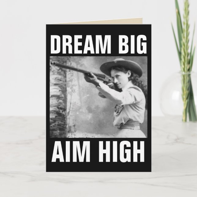 ANNIE OAKLEY WITH GUN, BIRTHDAY GREETING CARDS KORT (Framsida)
