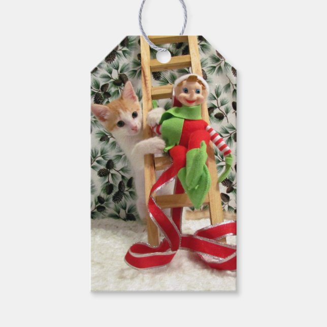 Annie och Elf - Cat/Kitten Gift-Märkrn Presentetikett (Framsidan)