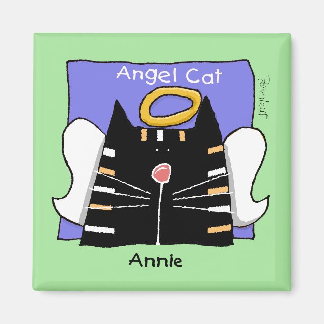 Annie tabby katt ängelmagnet magnet (Framsidan)