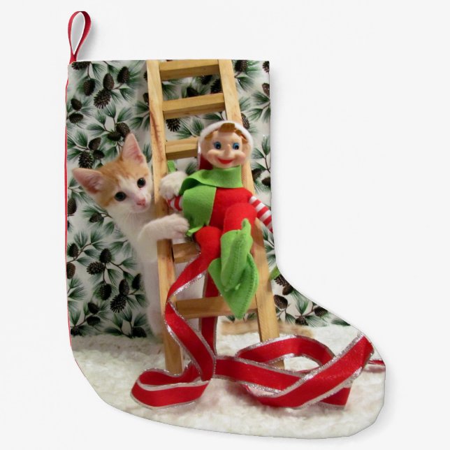 Annie & the Elf - Cat/Kitten Jul Stock Liten Julstrumpa (Framsidan)