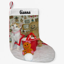 Annie's Cute Cat and Gingertea Personlig Liten Julstrumpa
