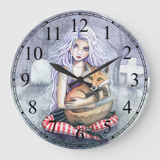 Annie's Fox Fairytale Fantasy Gothic Art Clock Stor Klocka (Framsida)