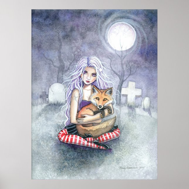 Annie's Fox Gotisk Flicka och Räv Poster (Framsidan)