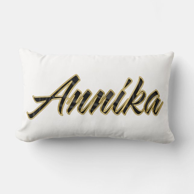 Annika black gold Lettering Kissen Deko Lumbarkudde (Framsida)