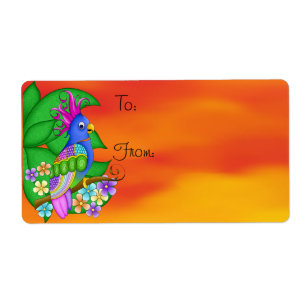 Annika Tropical Bird Gift Märkre Labels Fraktsedel