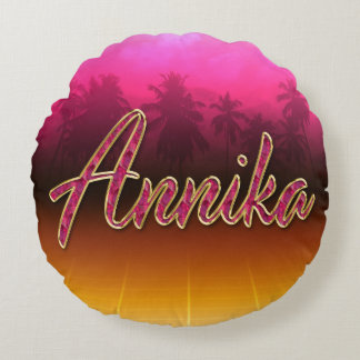 Annika Vorname Name golden pink Kissen Rund Kudde