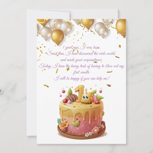 Anniversaire Première bougie - inbjudan (Framsida)