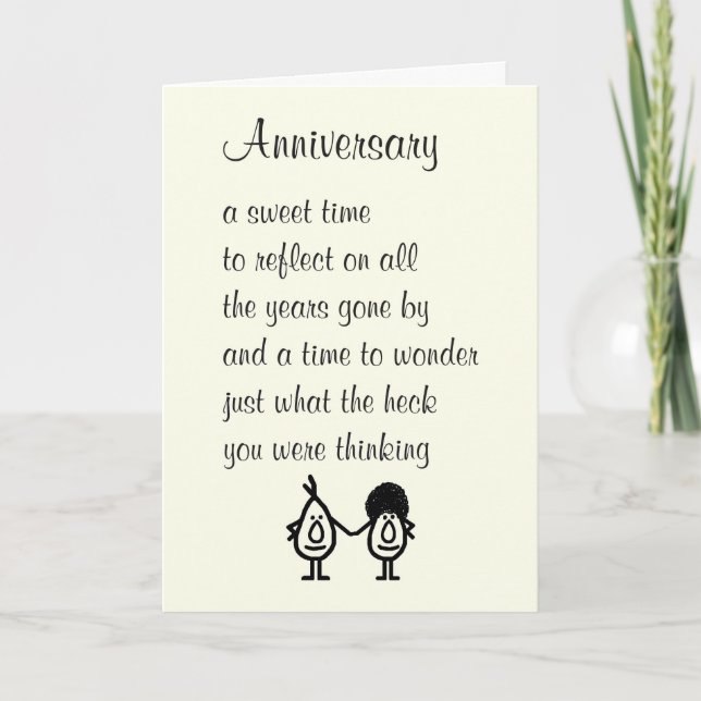 Anniversary A Funny Happy Wedding Anniversary Poem Kort (Framsida)