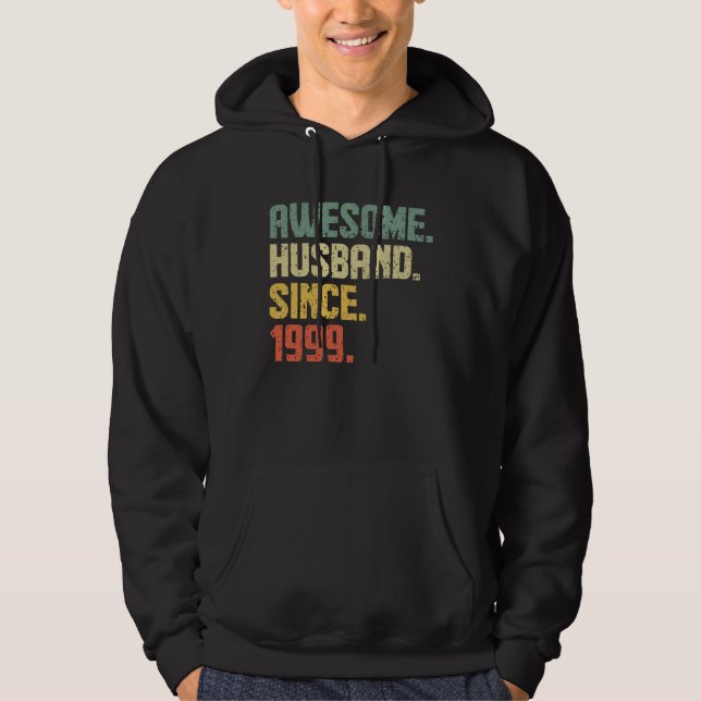 Anniversary Awesome Husband Since 1999 Retro Hoodie (Framsida)