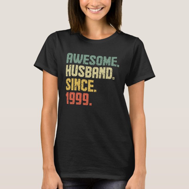 Anniversary Awesome Husband Since 1999 Retro T Shirt (Framsida)