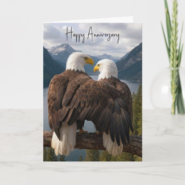 Anniversary Bald Eagles on a Branch Kort (Framsida)