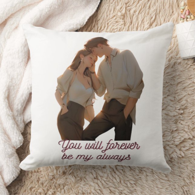 Anniversary Couple Pillow – You Will Forever Be My Kudde (Filt)