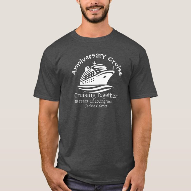   Anniversary Cruise Gray Personalize T-Shirt (Framsida)