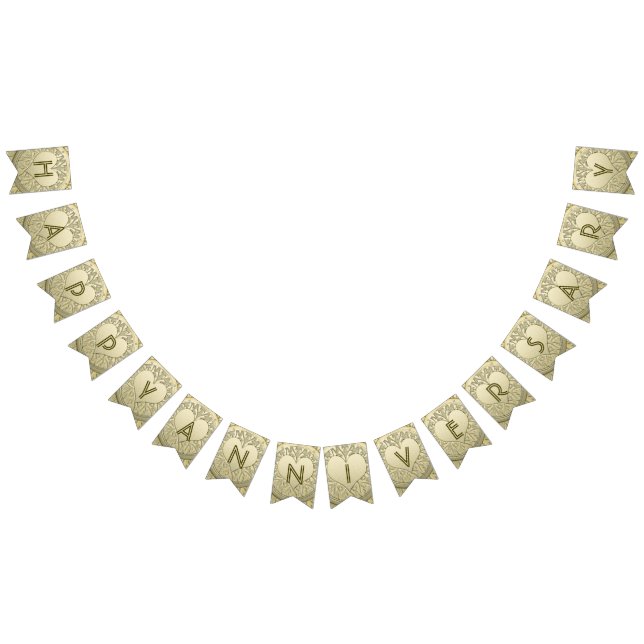 ☆ ANNIVERSARY ☆ Guld Heart Glitter Vimplar (Alla)