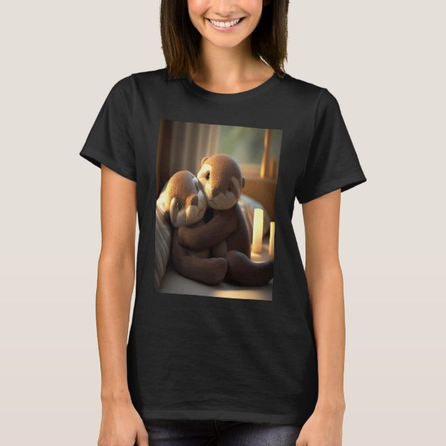 Anniversary Otter Present Sweet Huggable Otter T Shirt (Framsida)