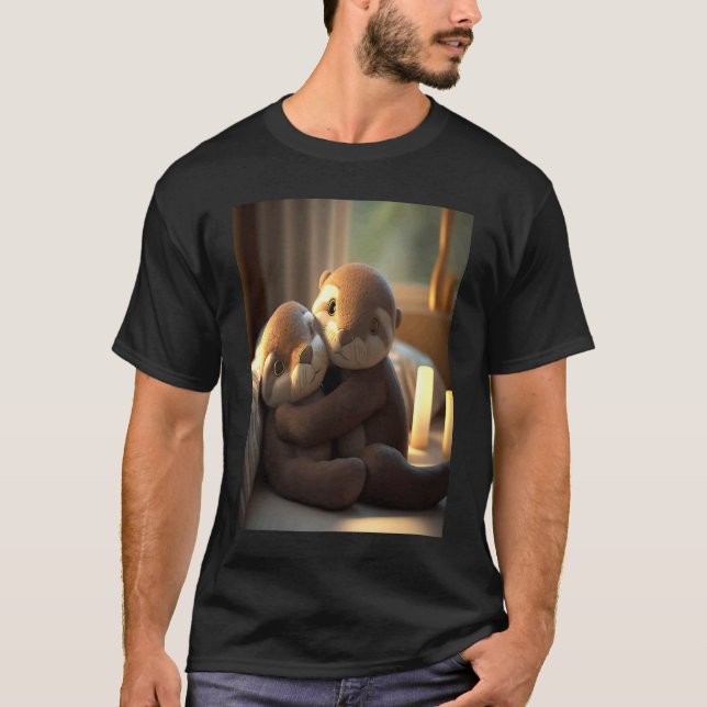 Anniversary Otter Present Sweet Huggable Otter T Shirt (Framsida)
